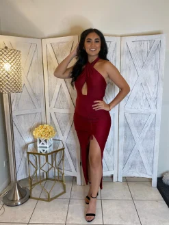 Anahy Dress (Burgundy)