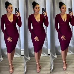 Feel That Heat Dress (Burgundy)