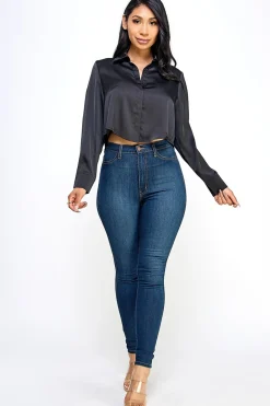 Georgina Satin Top (Black)