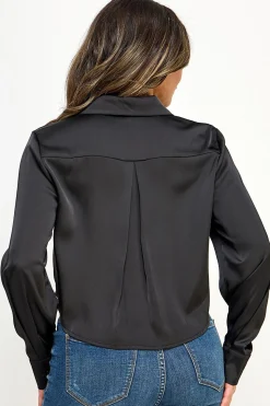 Georgina Satin Top (Black)