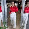 Georgina Satin Top (Red)
