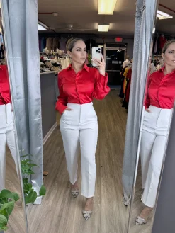 Georgina Satin Top (Red)