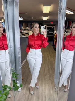 Georgina Satin Top (Red)