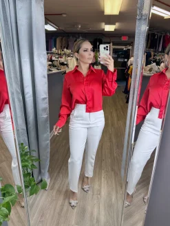 Georgina Satin Top (Red)