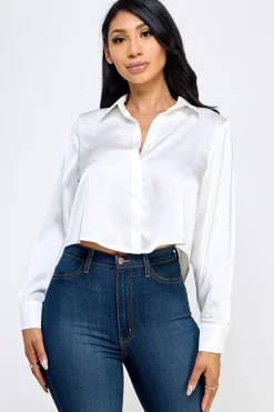 Georgina Satin Top (White)
