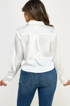 Georgina Satin Top (White)
