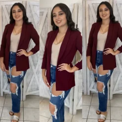 Julian Boyfriend Blazer (Burgundy)