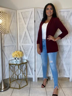 Julian Boyfriend Blazer (Burgundy)