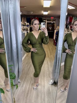 Keily Dress (Olive Green)