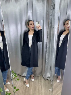 Open Front Coat (Black)