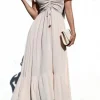 Taupe Smock Linen Dress