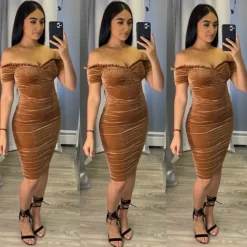 Velour Dress (Camel)