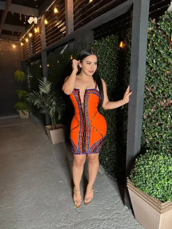 Venchy Bandage Dress (Orange)